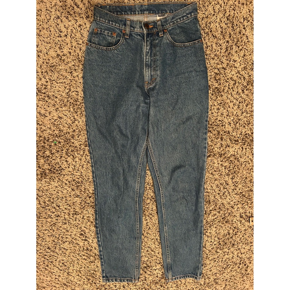 Jordache Vintage High Waisted Mom Jeans Medium Wash Tapered Leg Denim Size 9/10